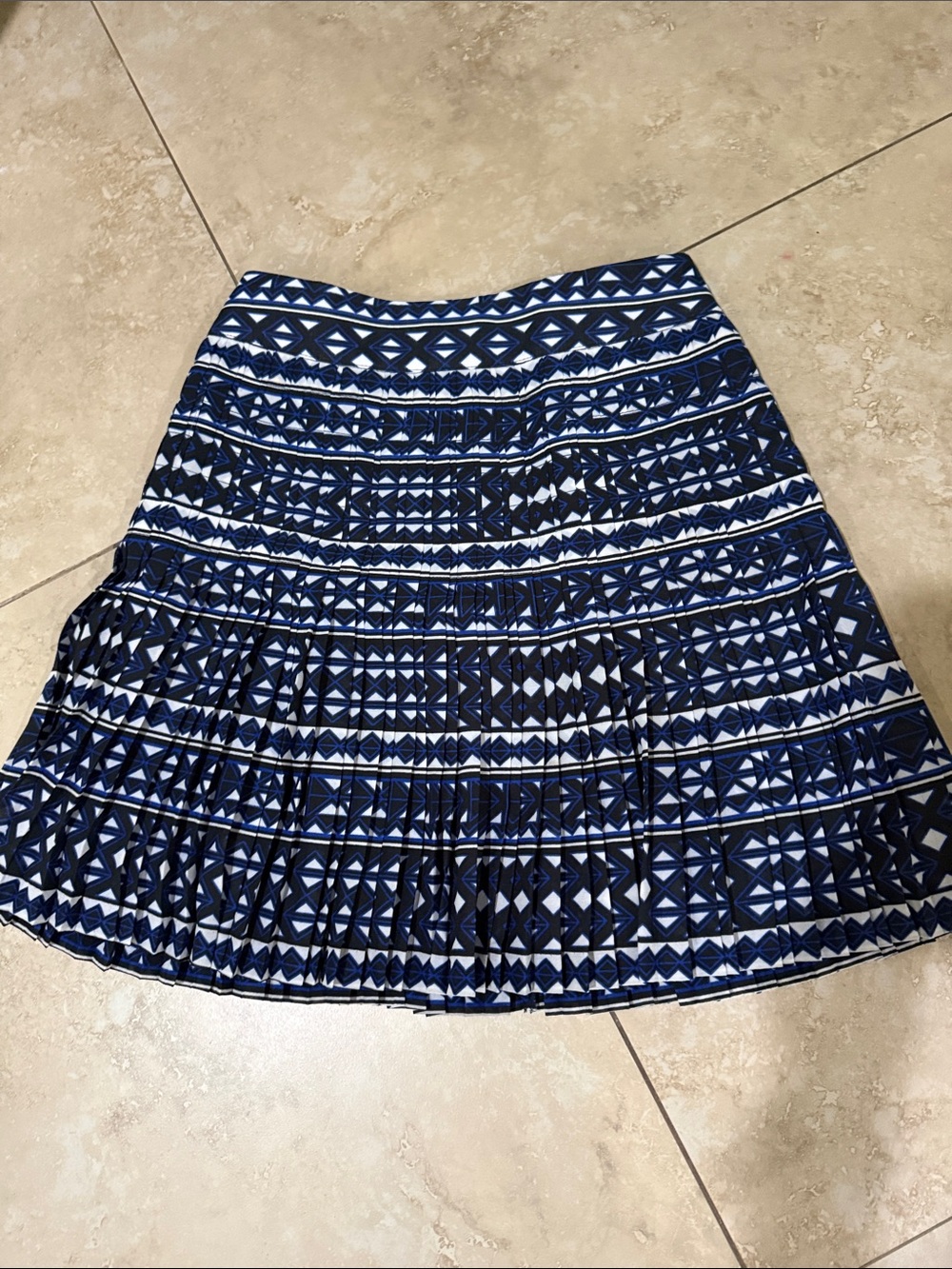 J. Crew Navy and White Geometric Circle Skirt